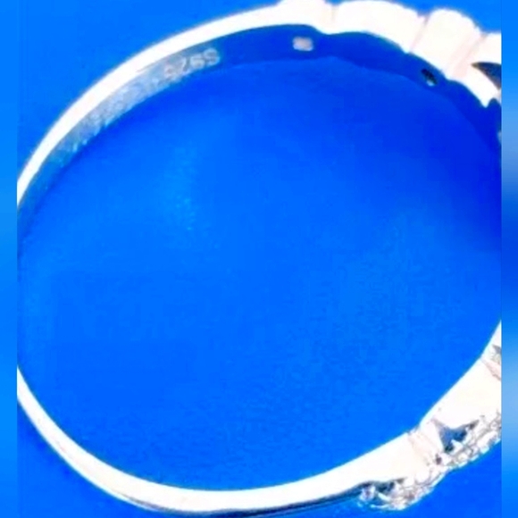 925 Silver Pave Set Square Cut Lab Created Pink Stone Cocktail Ring Size 7 - Picture 6 of 6